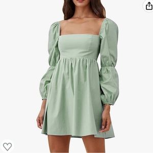 Babydoll puff sleeve dress | Sage green